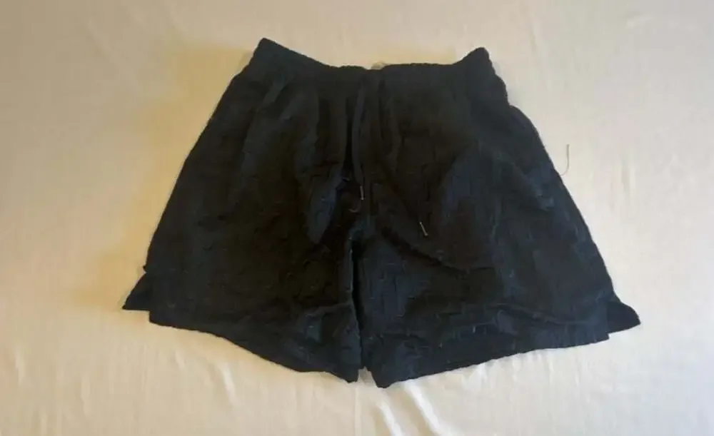 Nike Men's Black Swoosh Link All-Over Print Swim Volley Shorts Trunks